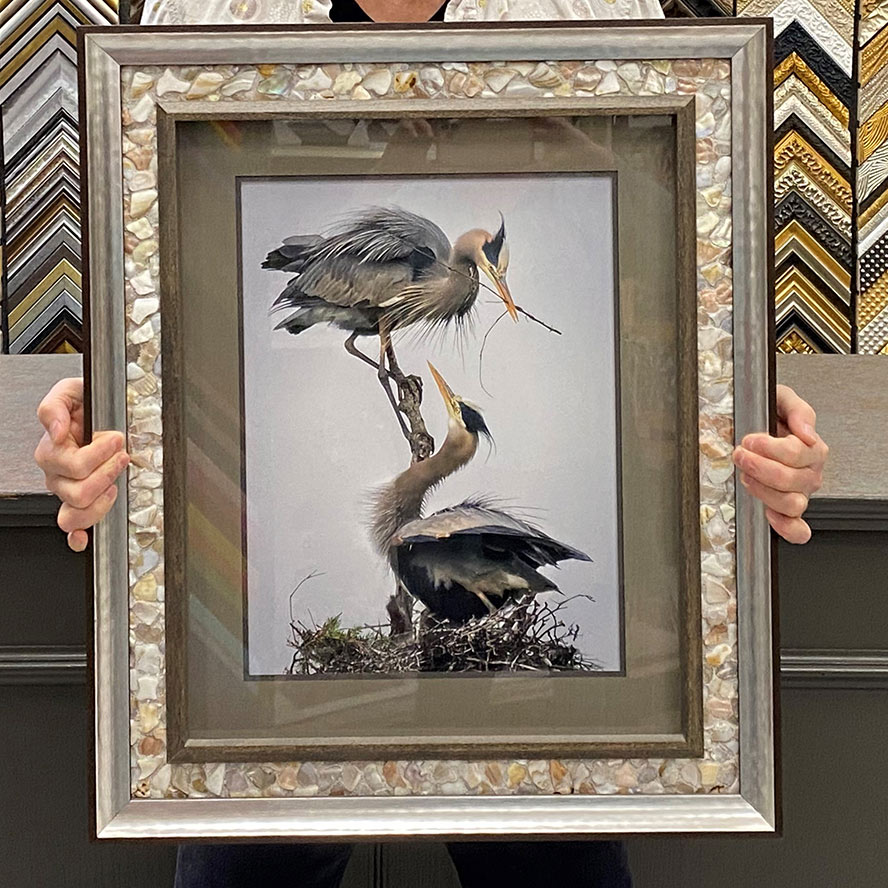 Framed Crane Bird painting - by Ben Franklin Crafts and Frame Shop