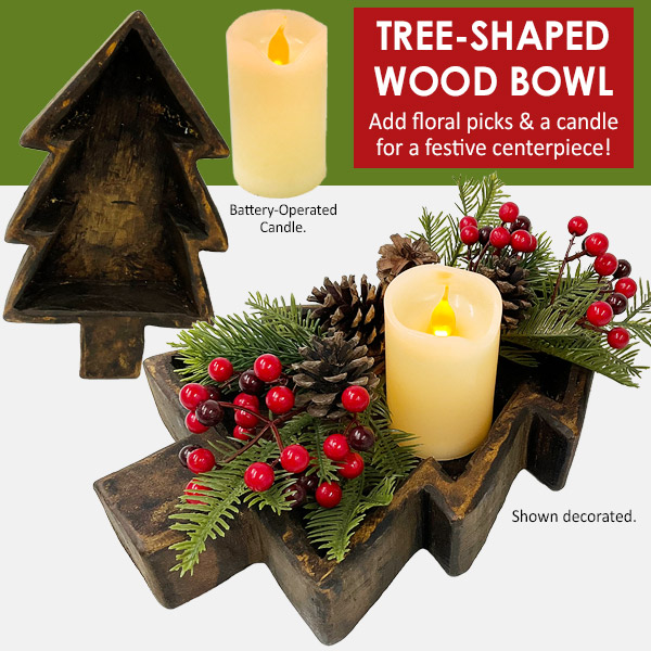 Tree-shaped wood bowl
