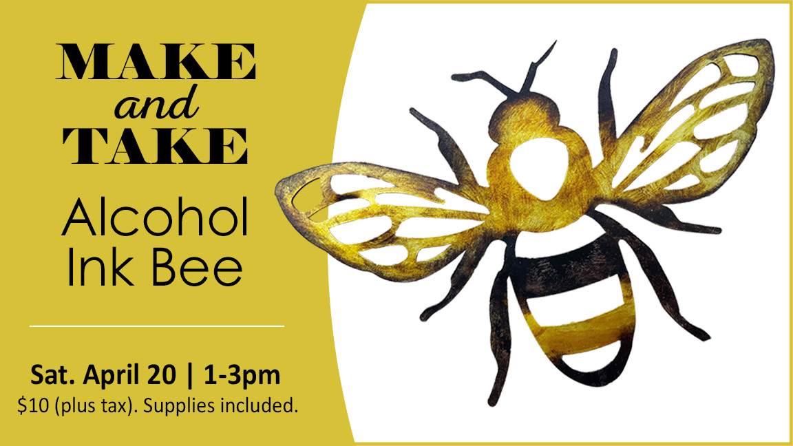 Buzz into Spring with our Alcohol Ink Bee Make & Take! Create your own vibrant and stunning alcohol ink metal bee using alcohol inks.