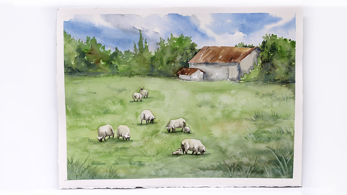 Watercolor Painting Class "Spring Lambing", Ben Franklin Crafts and Frame Shop, Bonney Lake, WA