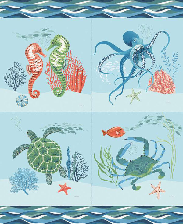 FREE AS THE OCEAN fabric panel by Lisa Audit for Riley Blake Designs