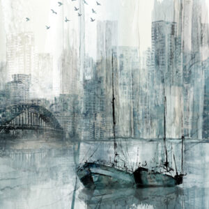 CITY HARBOR fabric panel by Deborah Edwards and Melanie Samra for Northcott Fabrics