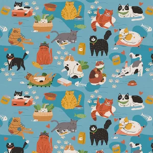 HERE KITTY KITTY fabric by Paintbrush Studio Fabrics