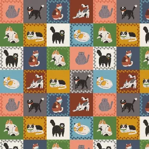 HERE KITTY KITTY fabric by Paintbrush Studio Fabrics