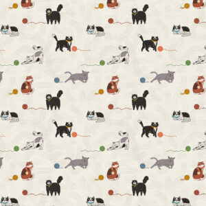 HERE KITTY KITTY fabric by Paintbrush Studio Fabrics