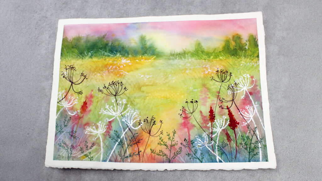 Watercolor Painting Class: Field of flowers