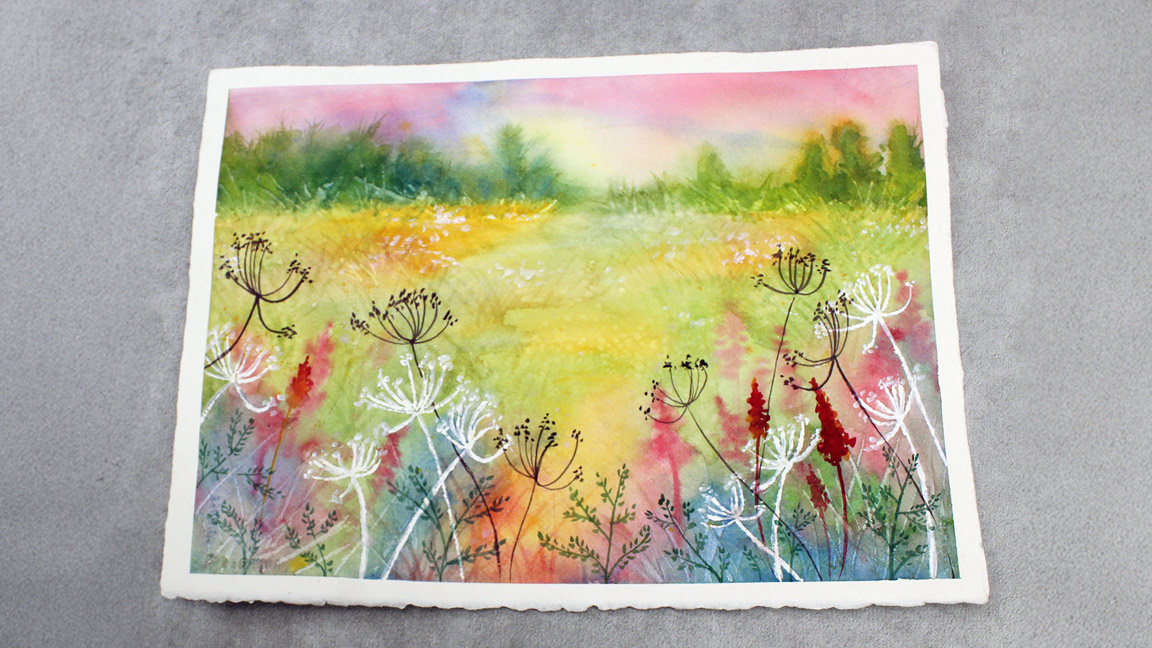 Watercolor Painting Class: Field of flowers