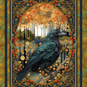 CROW-MAZING fabric panel by Jan Mott for Henry Glass Fabrics - 3447P-38