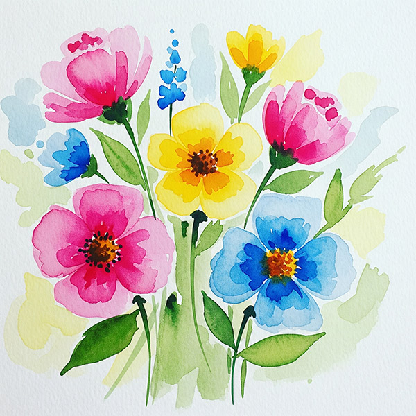Watercolor Painting Simple flowers