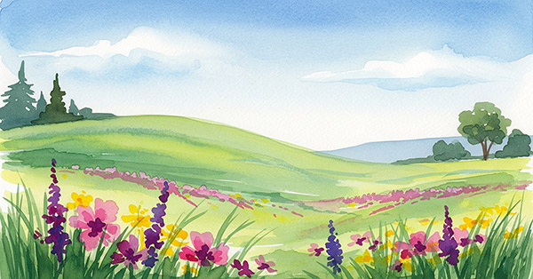 Watercolor Painting Simple Field