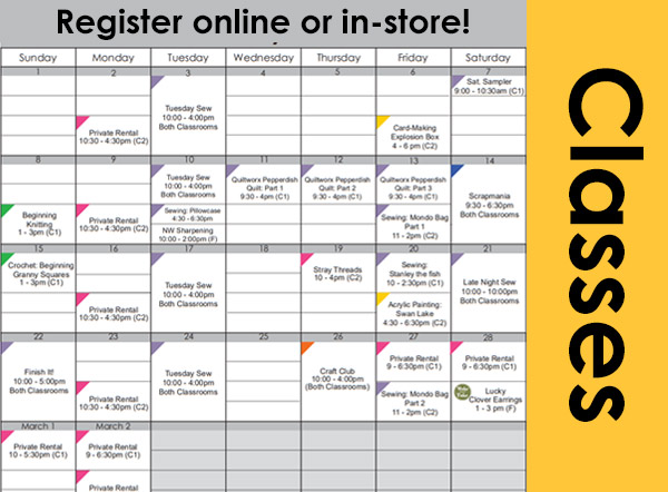 Classes at Ben Franklin Crafts in Monroe, WA