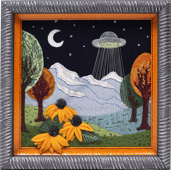 Embroidery on felt background