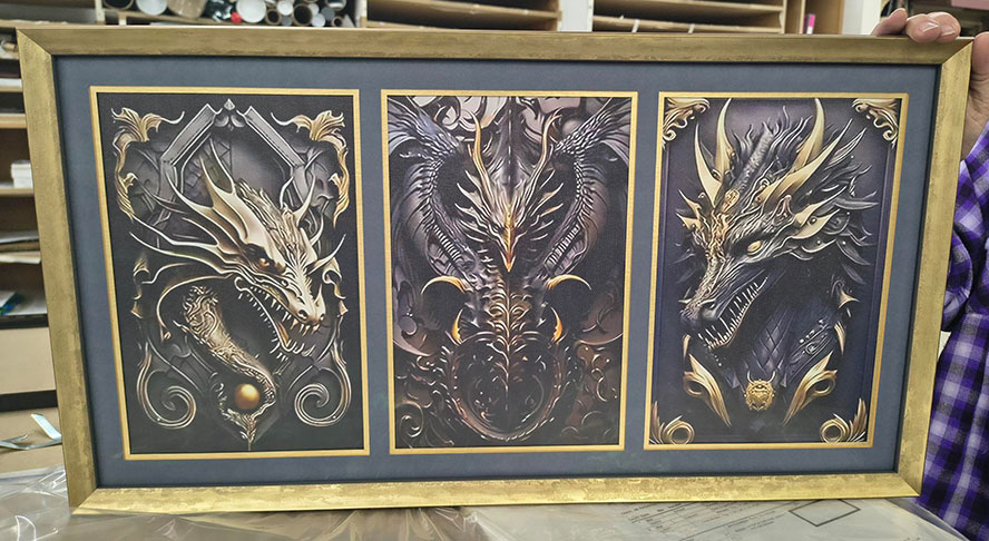 Custom Framed Multiple Mats & Openings