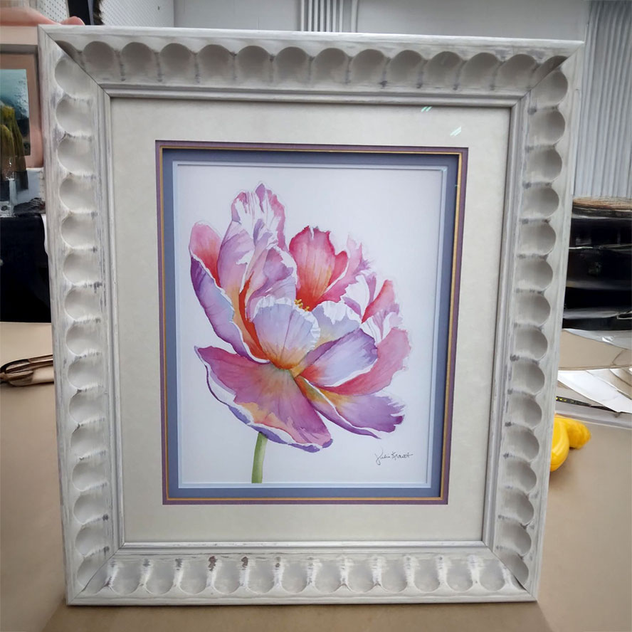 Custom Framed With Mat - Watercolor Flower
