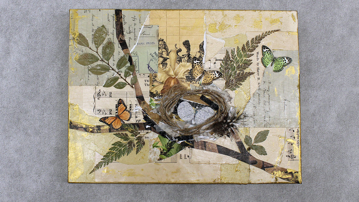 Mixed Media Bird's Nest Canvas