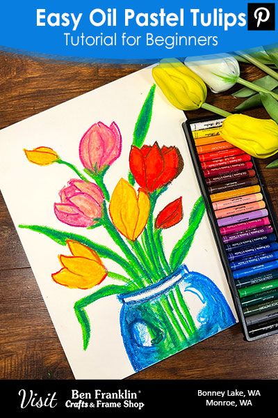 How to paint tulips with oil pastel - Pinterest Pin