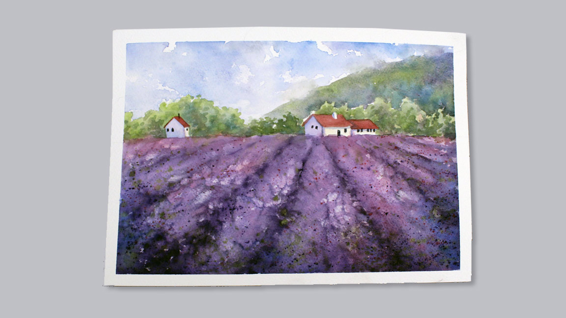 Watercolor Painting Class: Lavender Field