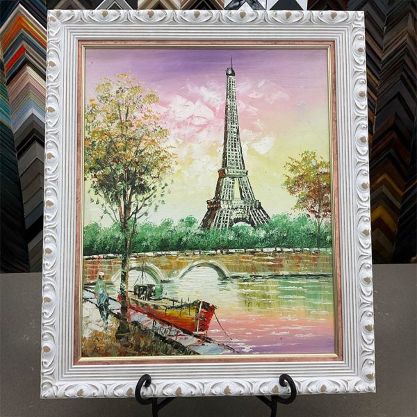 Custom Framed with Double Stacked Frames - Oil Painting of Eiffel Tower in Paris