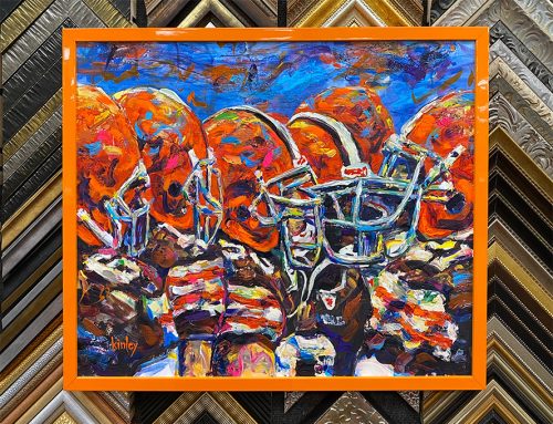 Custom Framed Football Players Painting