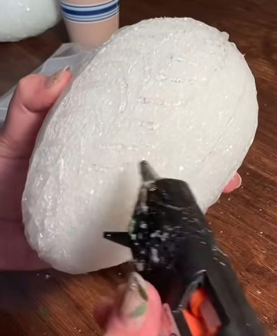 Add glue to make DIY Dragon Eggs Add glue to make DIY Dragon Eggs